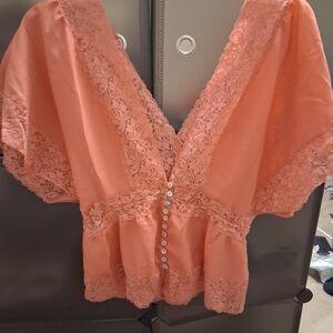 Forever 21 Coral Lace Blouse